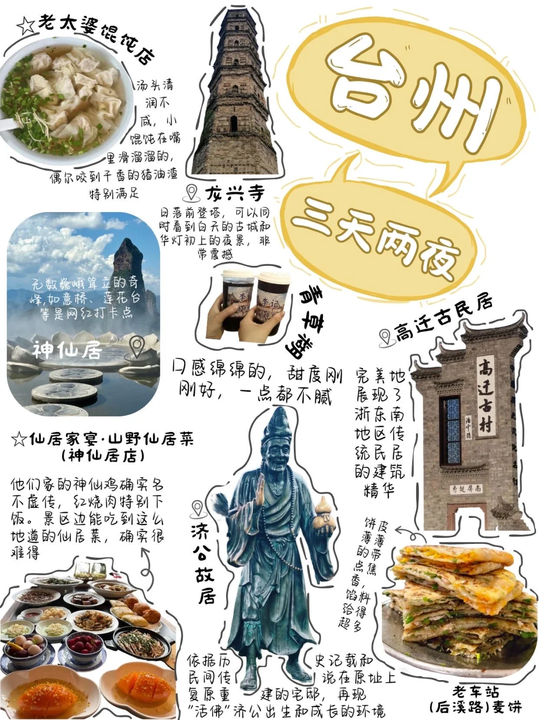 大家不要放过这个台州旅游攻略啊！（手绘版）