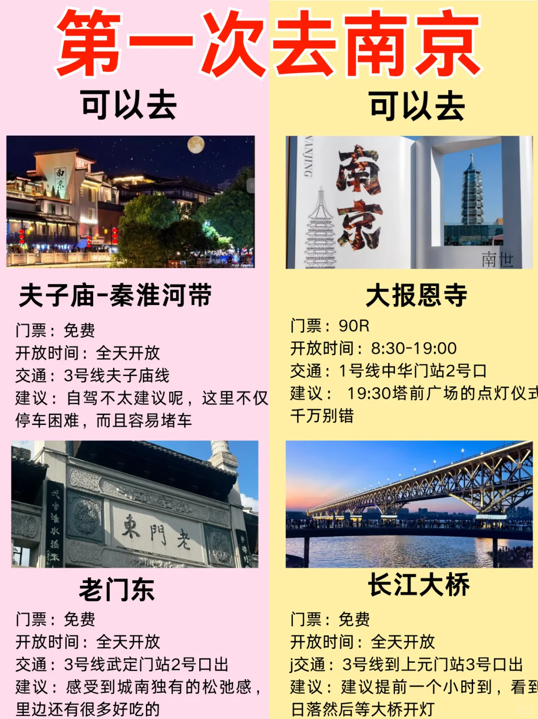 第一次去南京放心🆚不建议去，掏心窝整理