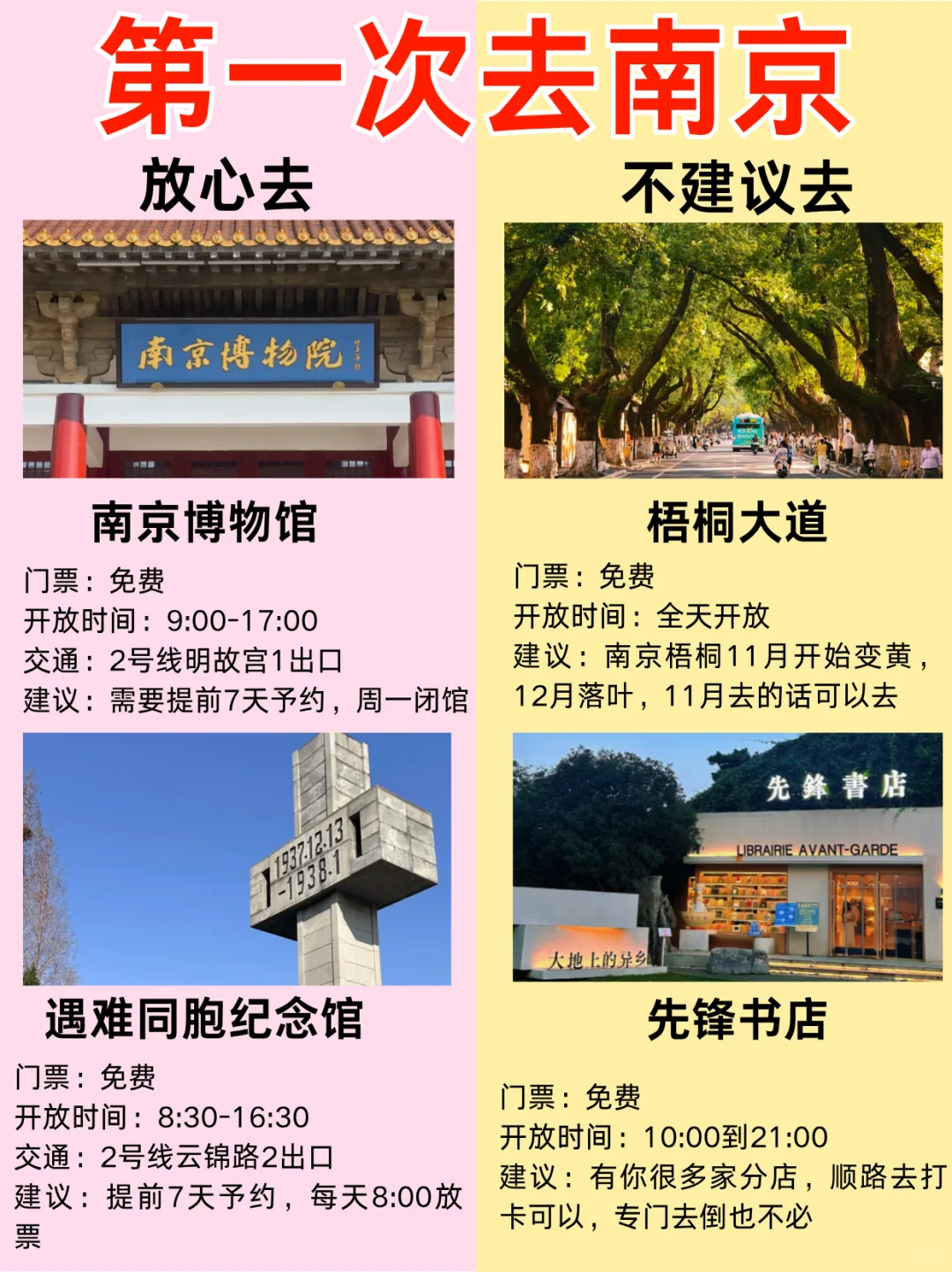 第一次去南京放心🆚不建议去，掏心窝整理