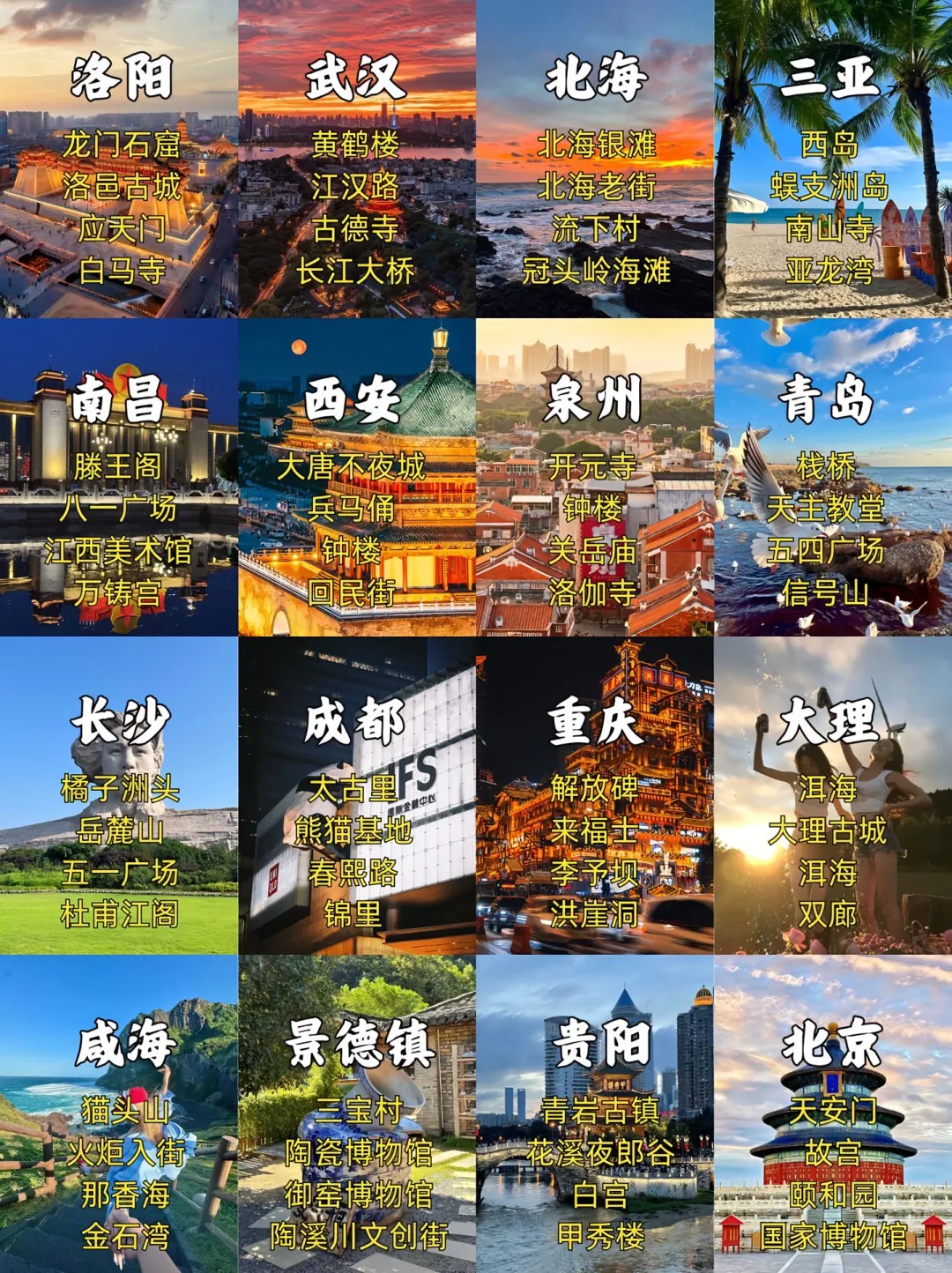 旅行打卡，各个城市风光📸