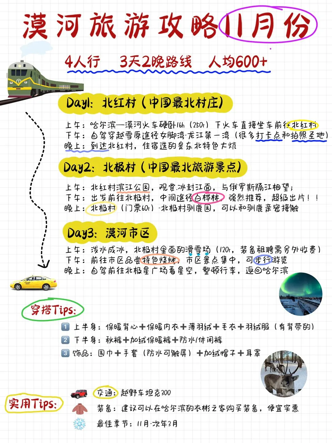 漠河旅游攻略11月份|3天2晚省钱玩法❄️