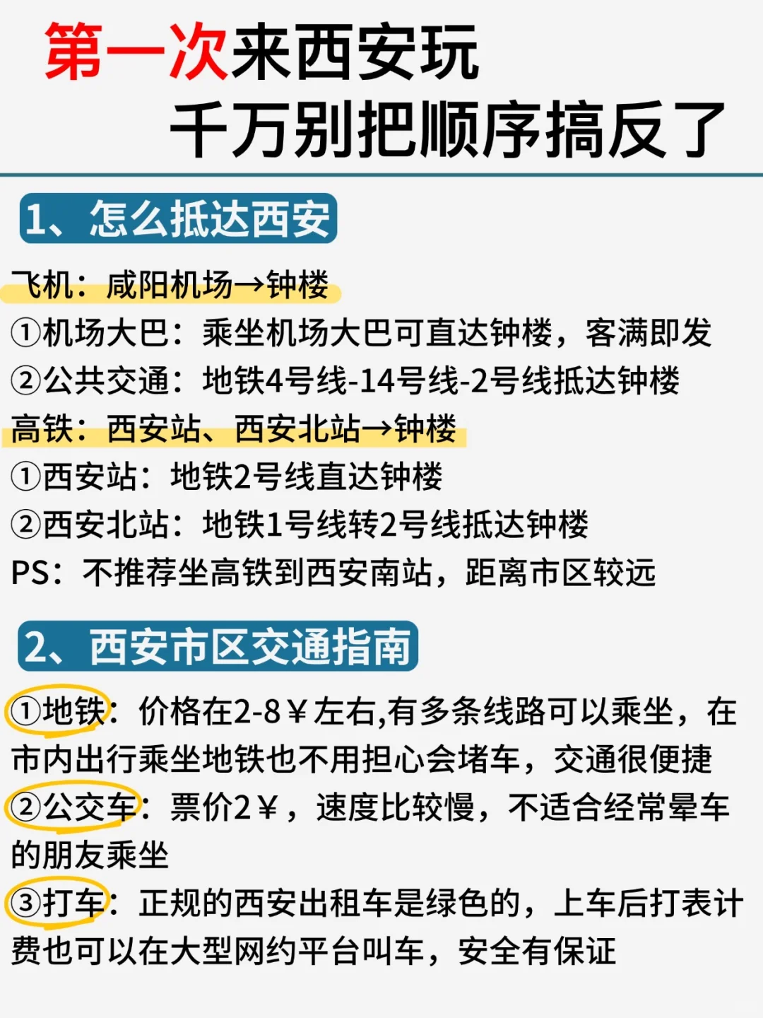 第一次来西安玩,千万别把顺序搞反了!!