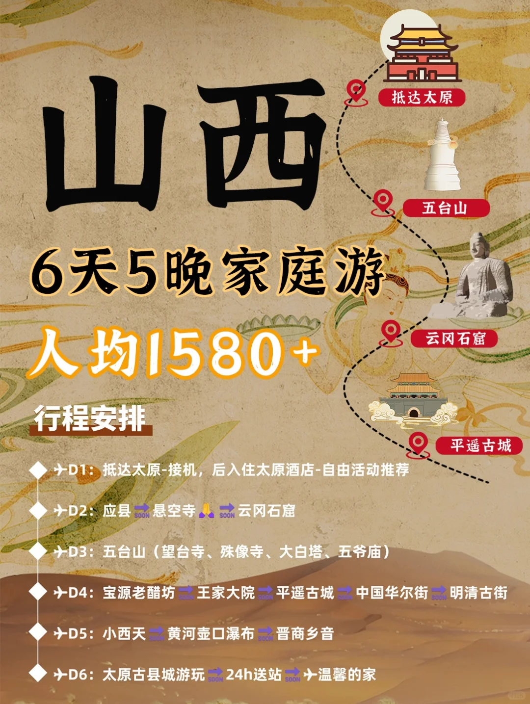 山西家庭游6天5晚|人均1580体验感拉满❗
