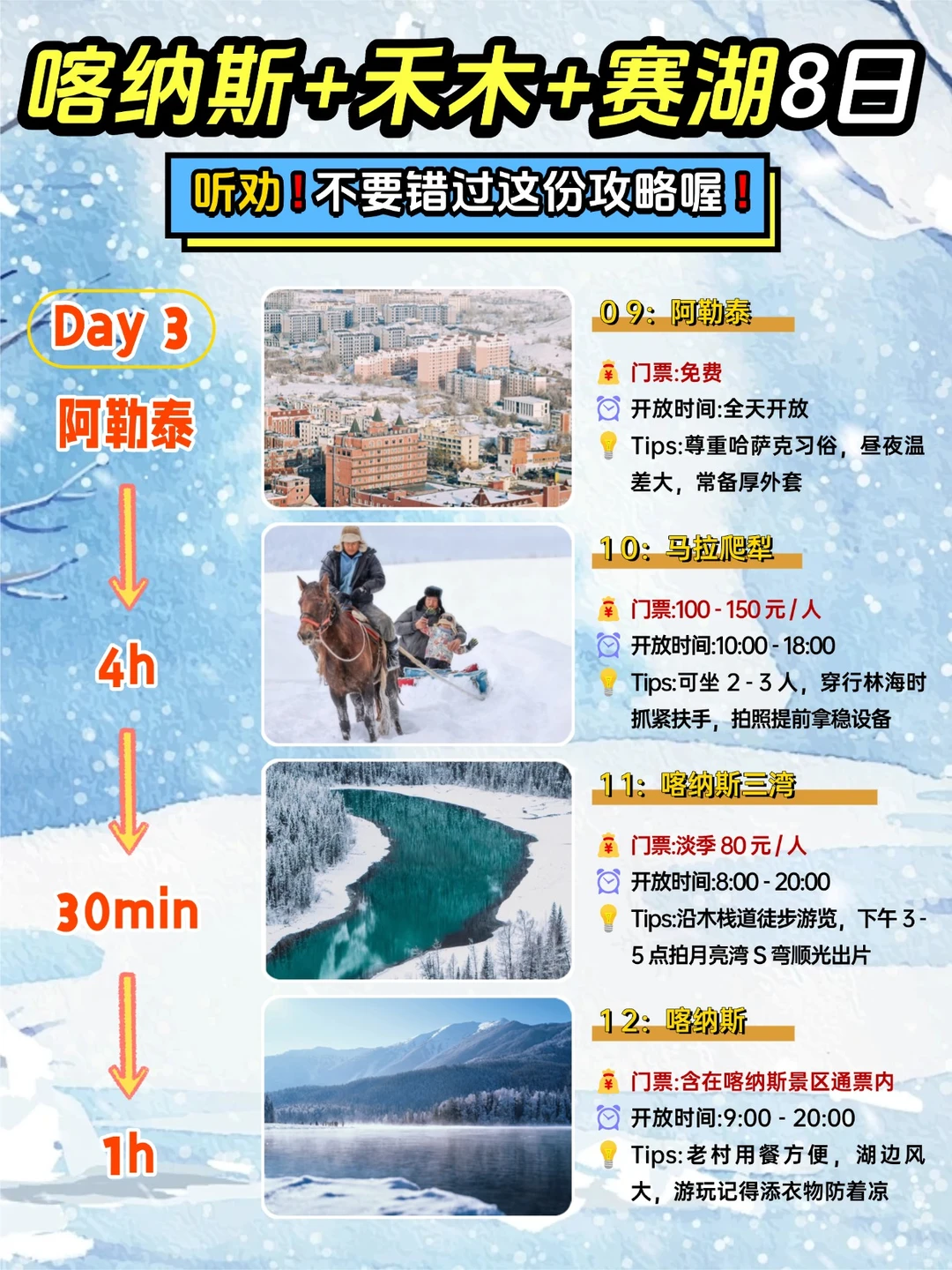 冬季新疆旅游必看🗺️8天玩转阿勒泰环线