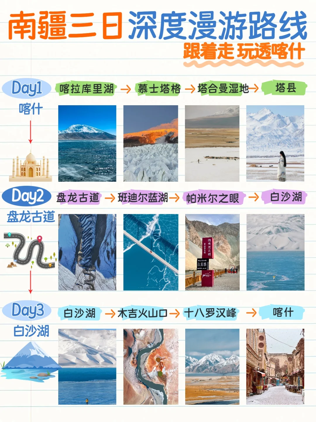 3天冬季南疆旅游路线📦这样玩避坑还出片