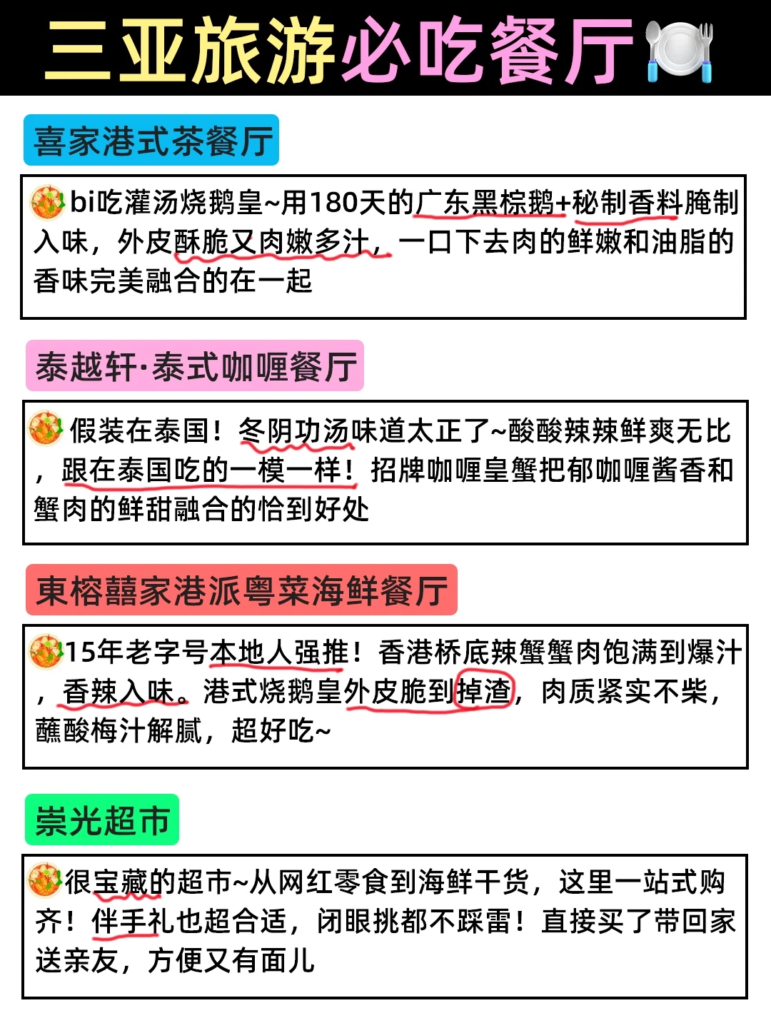 三亚旅游手绘景点地图🗺️一图秒懂❤️