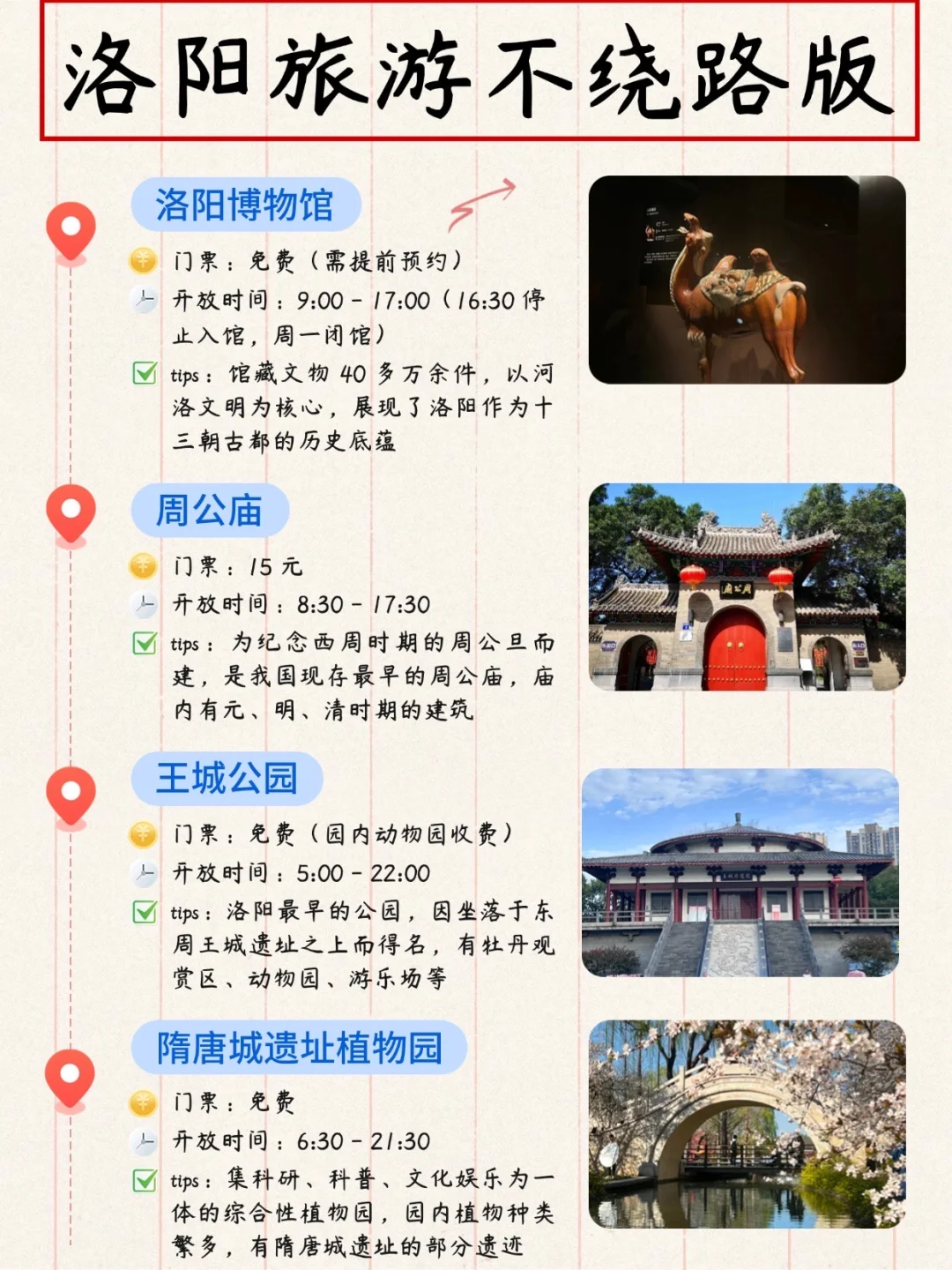 手写洛阳旅游攻略📝本地人看了都点赞‼️