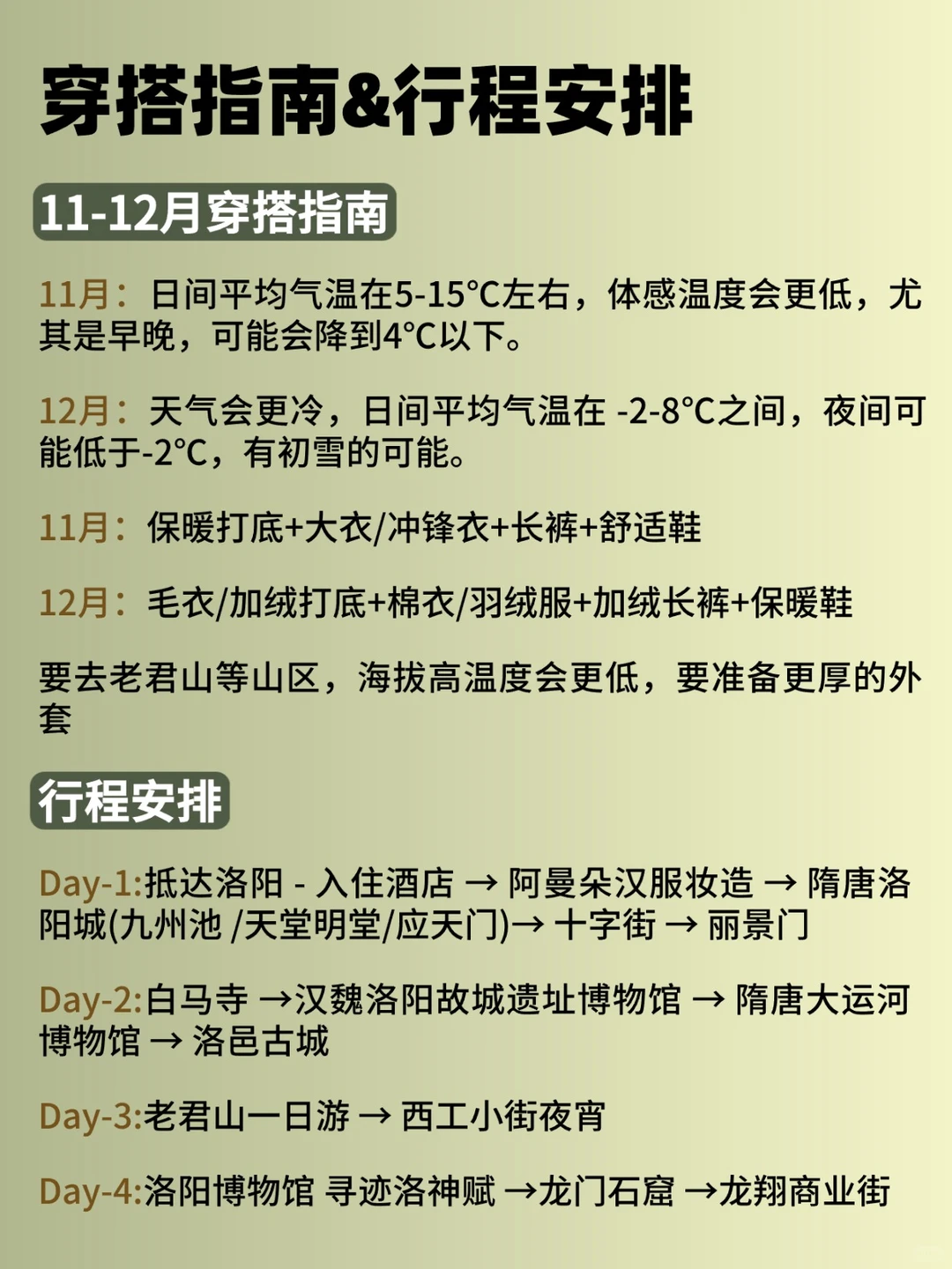 11-12月来洛阳旅游的家人码住！！