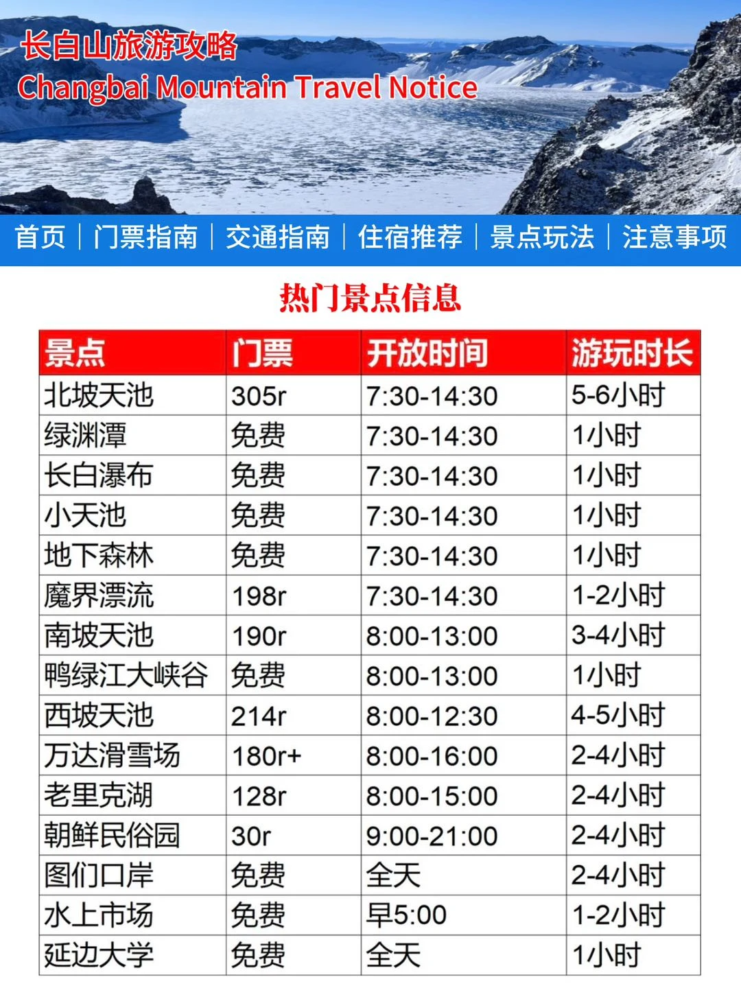 紧急通知‼️长白山旅游攻略冬天仅1k+
