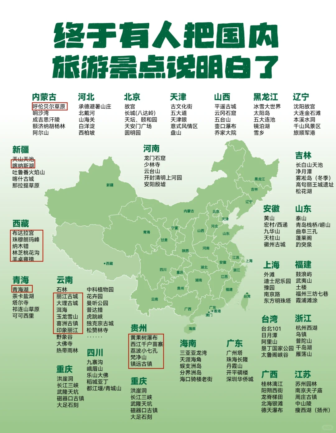 【一张图看懂全国旅游地图】暑假去哪玩？