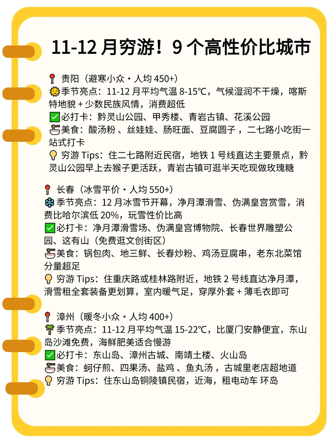 11-12月穷游9️⃣个高性价比城市