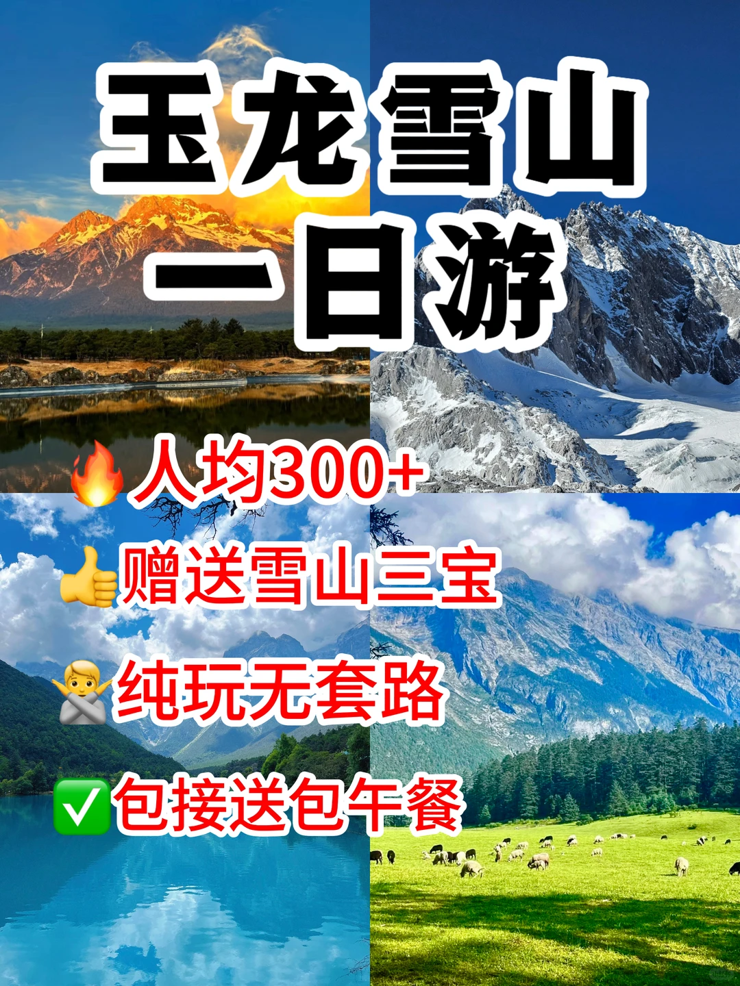 玉龙雪山一日游有票💰300➕一价全包