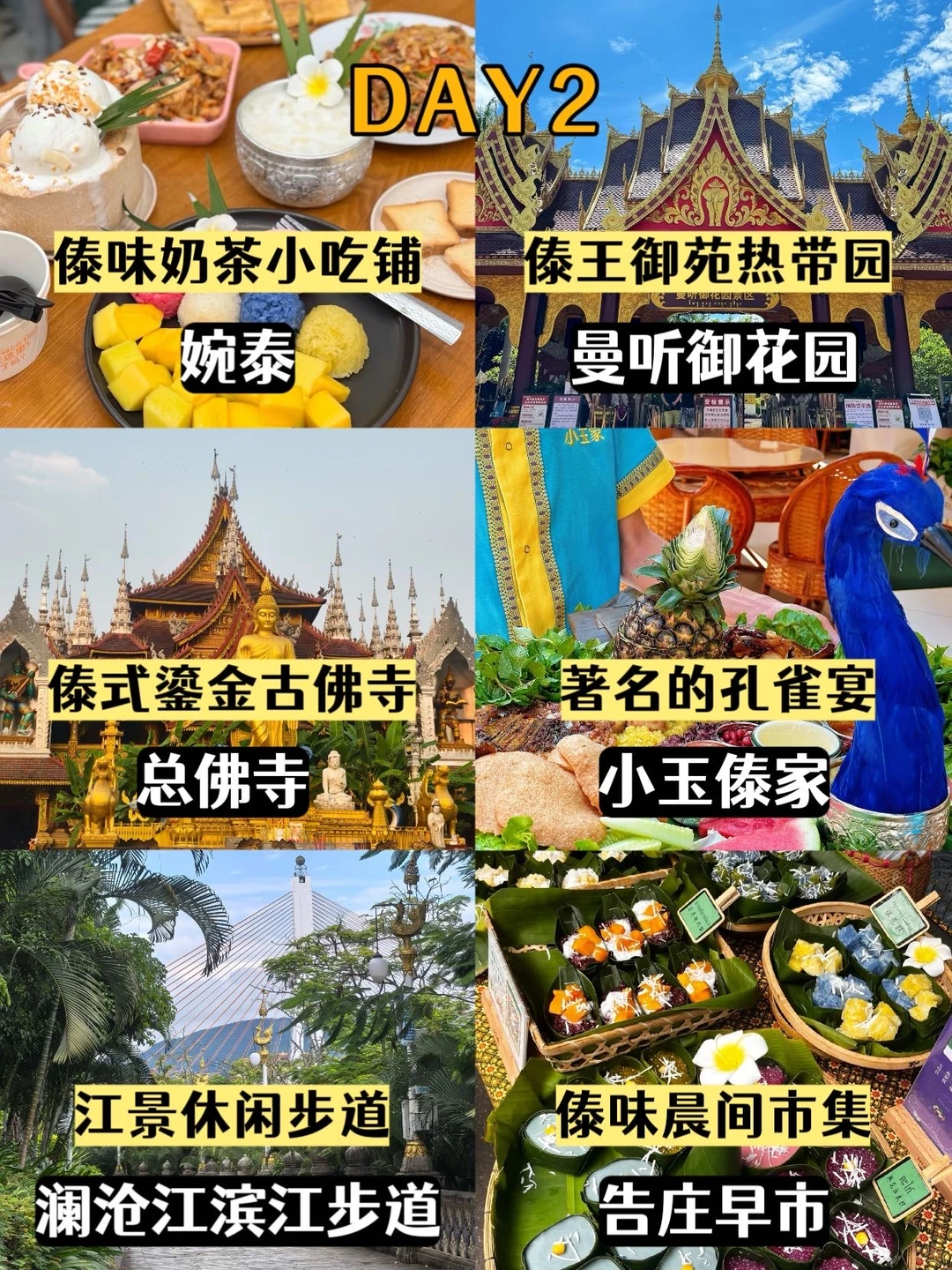 版纳3天逛吃地图🔥玩遍景点吃撑胃