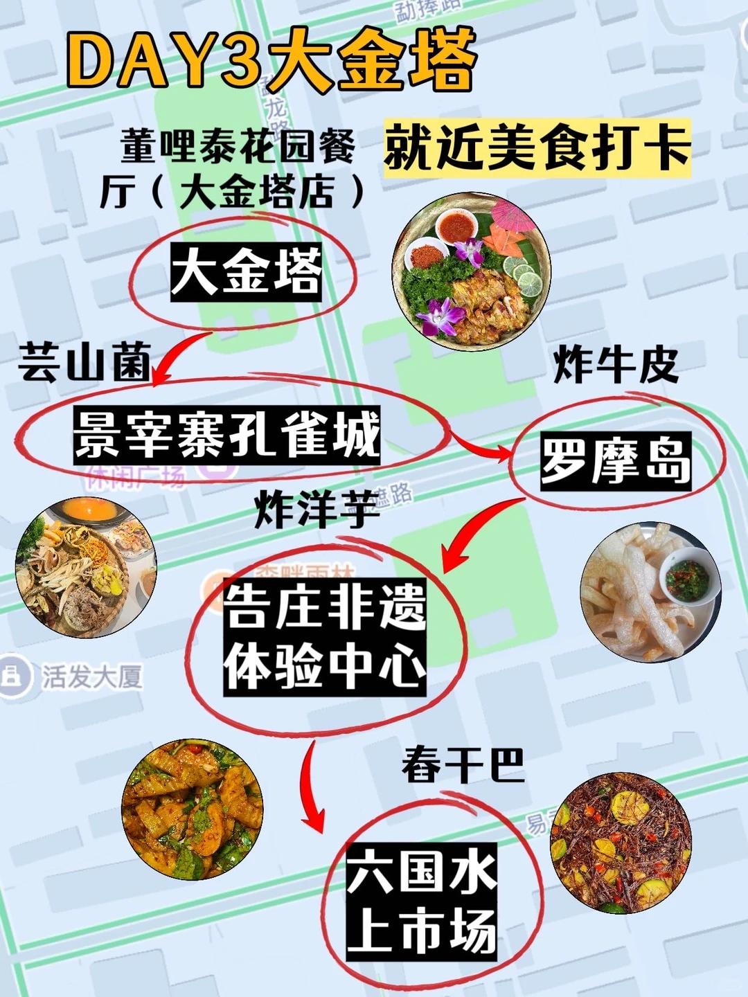 版纳3天逛吃地图🔥玩遍景点吃撑胃