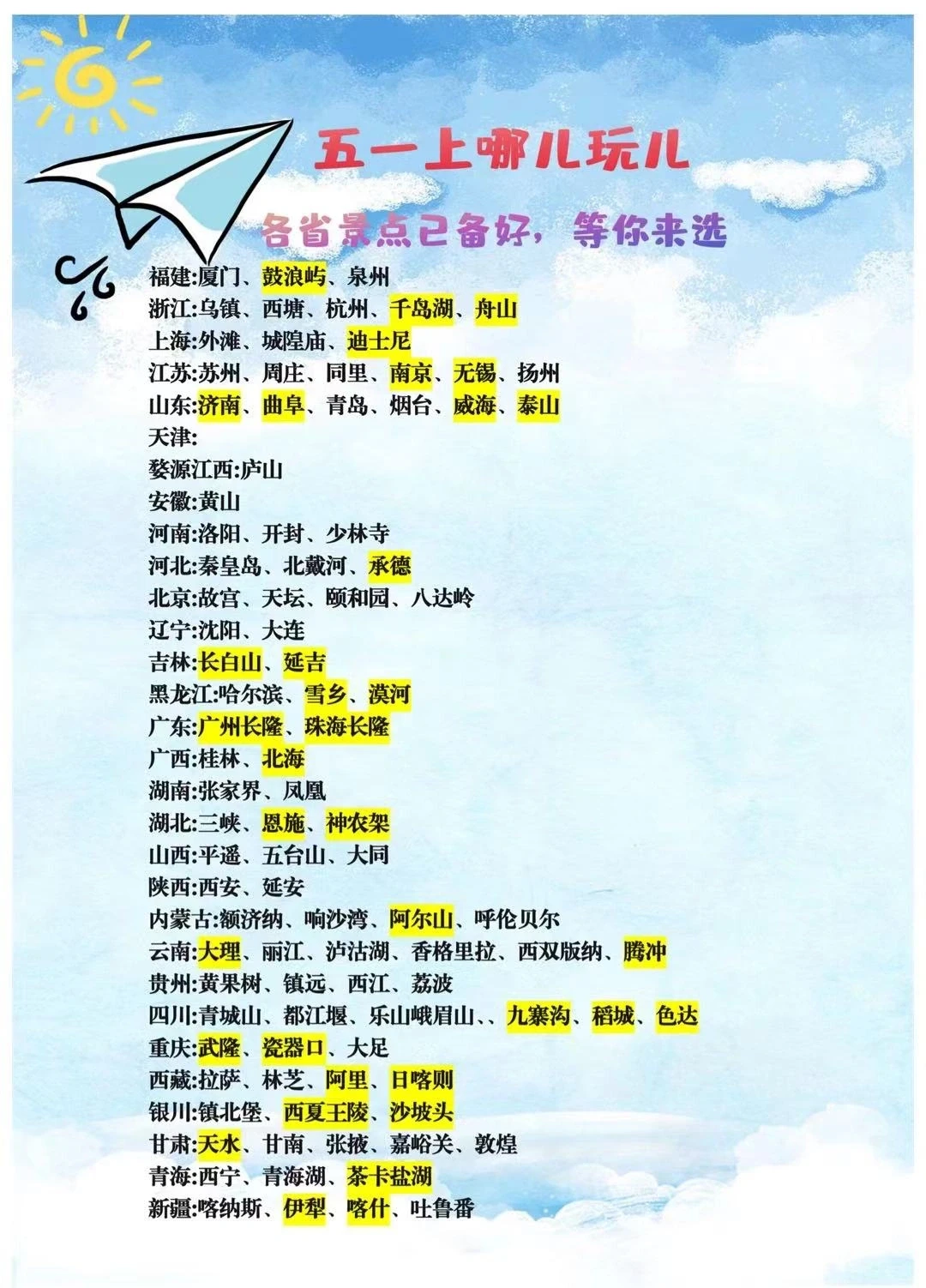 五一去哪儿玩，各省景点大揭秘