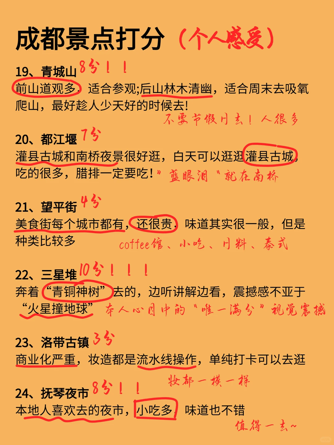 成都景点打分（个人感受！不喜勿喷！）