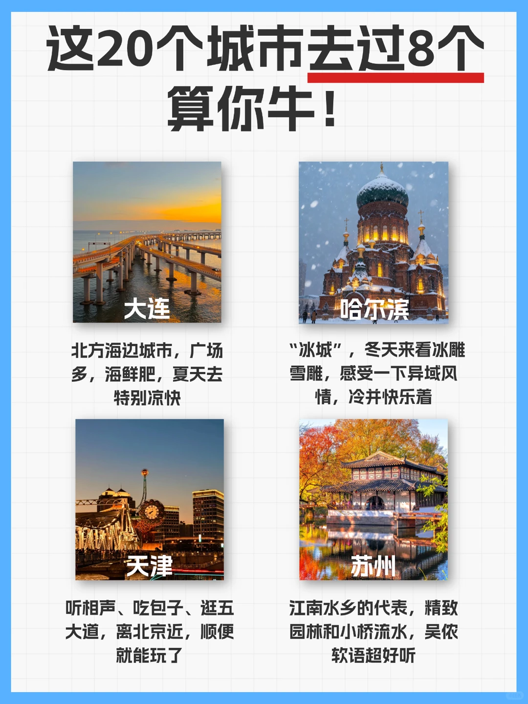 听说这20个城市，打卡8个以上就是旅游达人