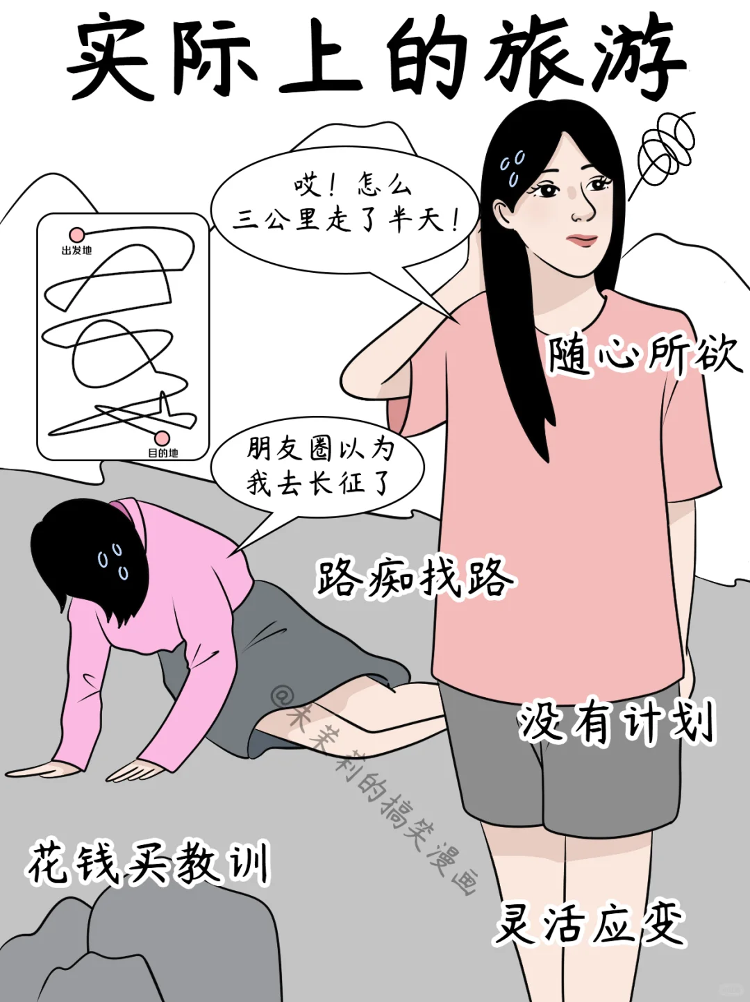 我想象中的旅游vs实际上的旅游👀太真实了