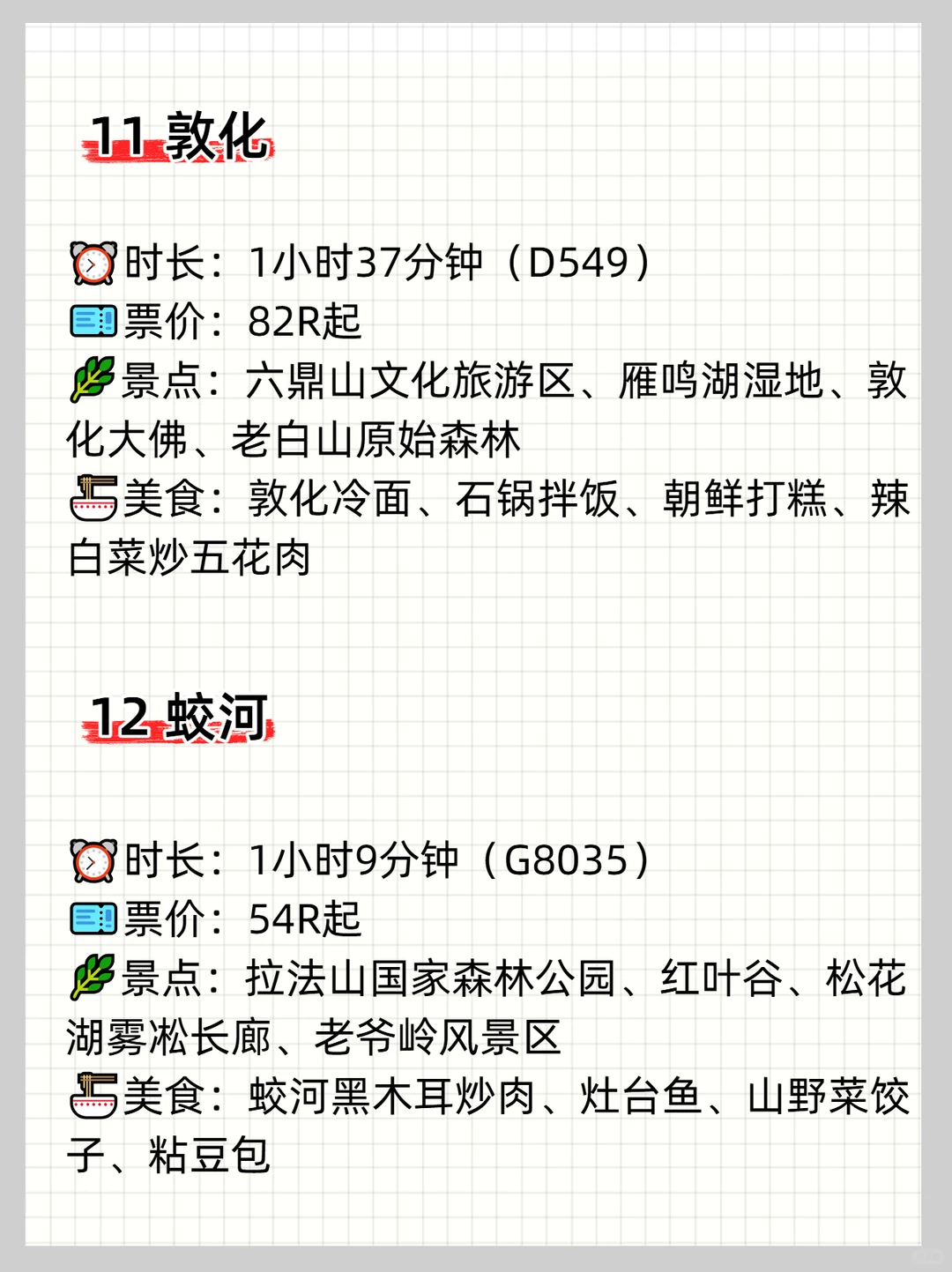 长春❗3h高铁直达的12个旅游城市，码住