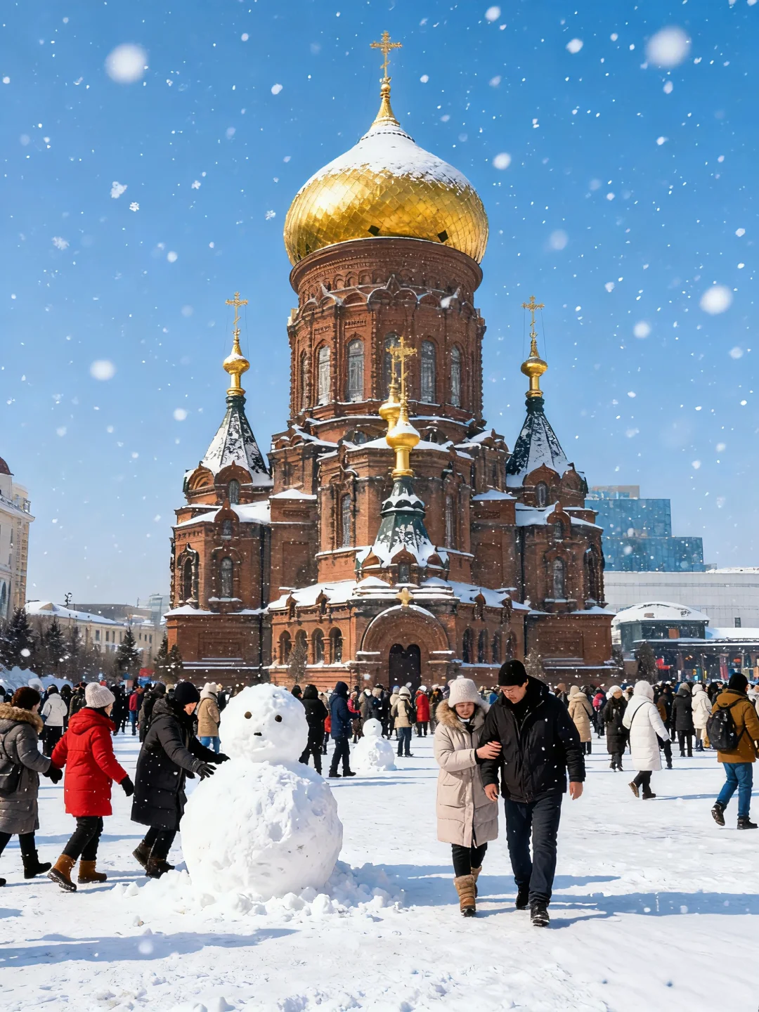 立冬哈尔滨索菲亚中央大街超美雪景