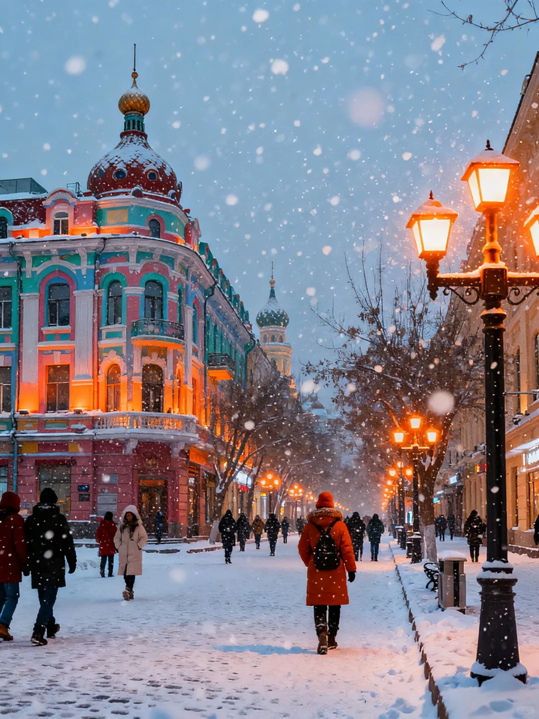 立冬哈尔滨索菲亚中央大街超美雪景