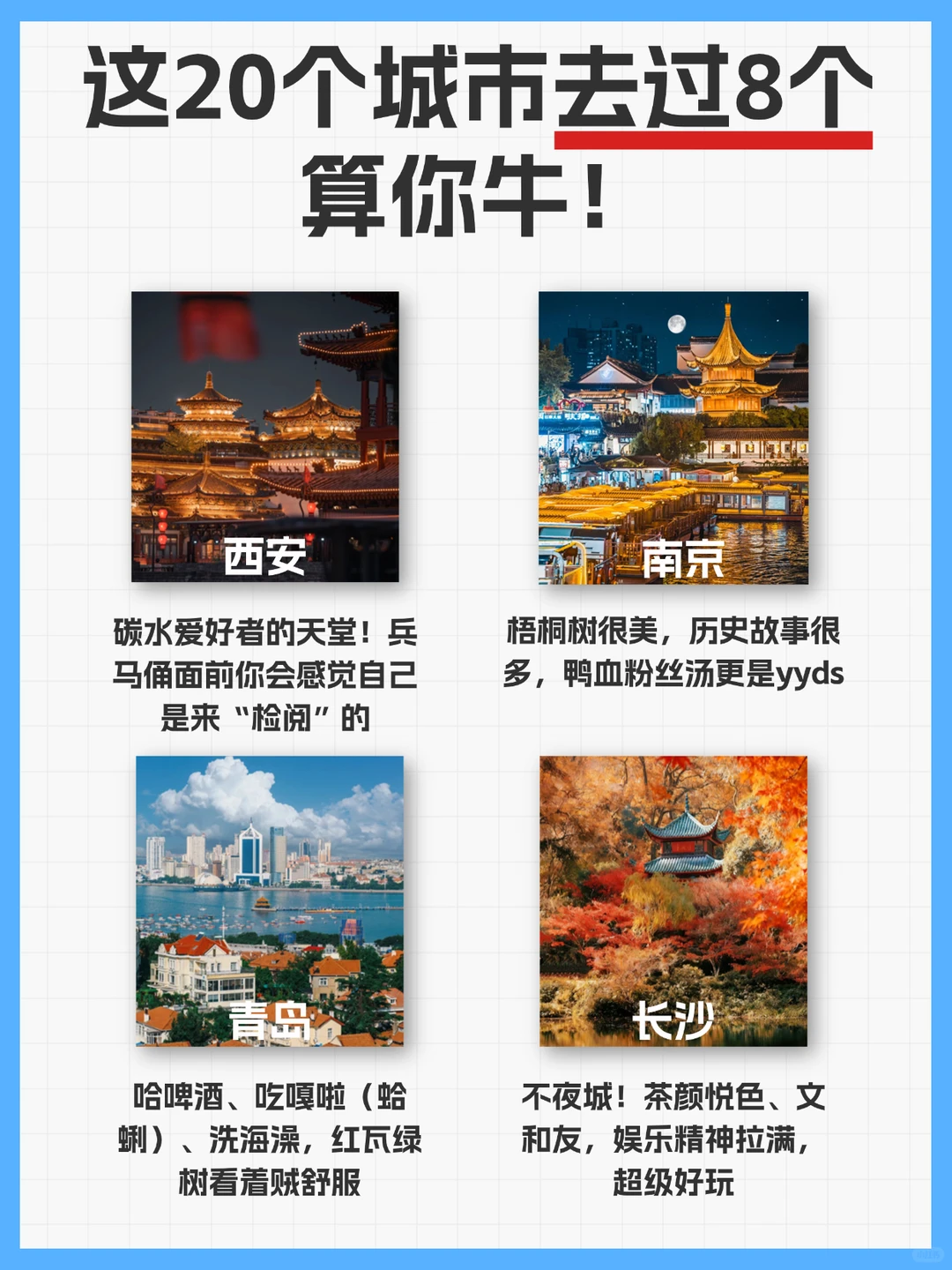 听说这20个城市，打卡8个以上就是旅游达人