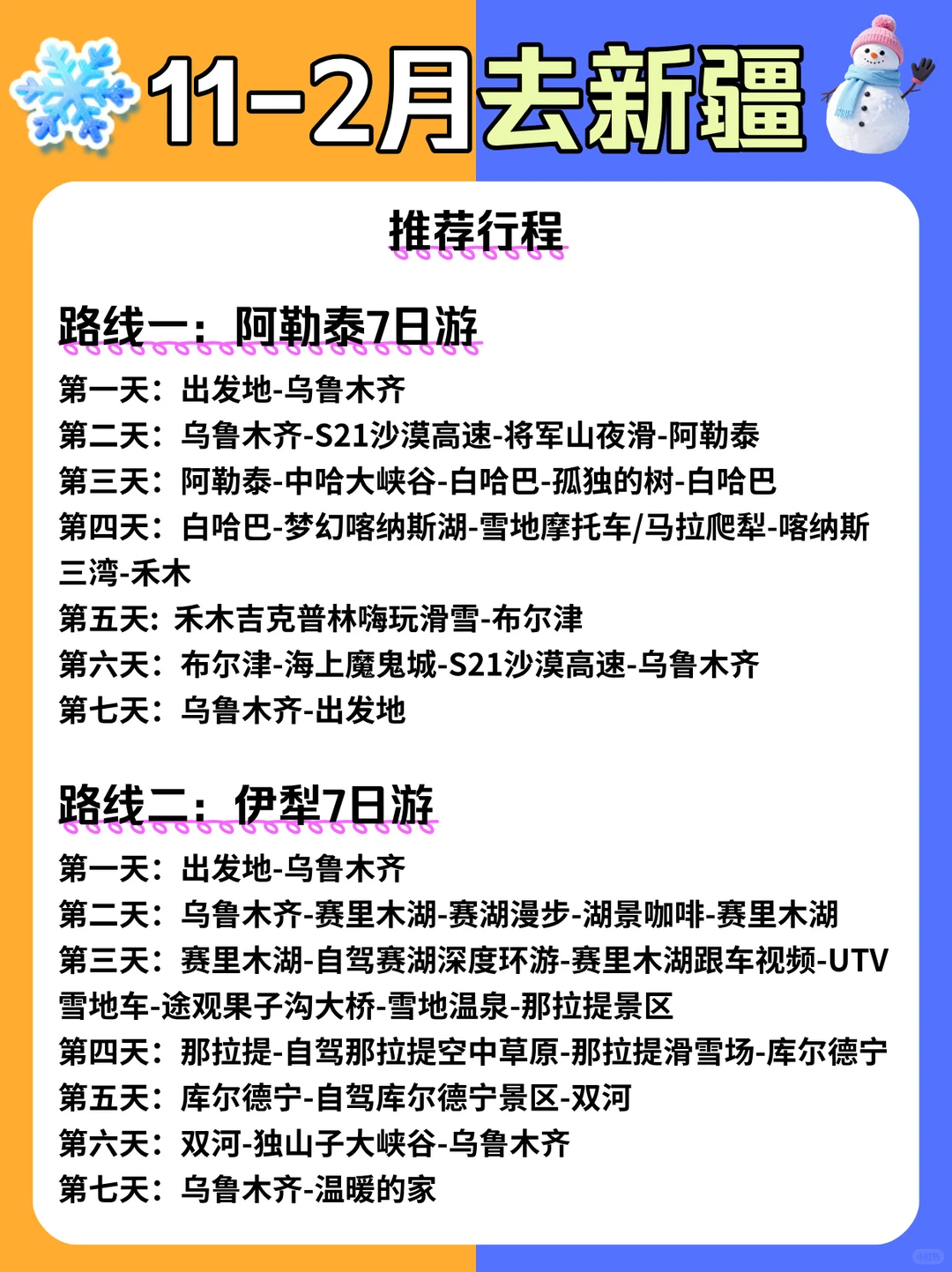 冬季第一次去新疆旅游⚠️选错景点等于白去