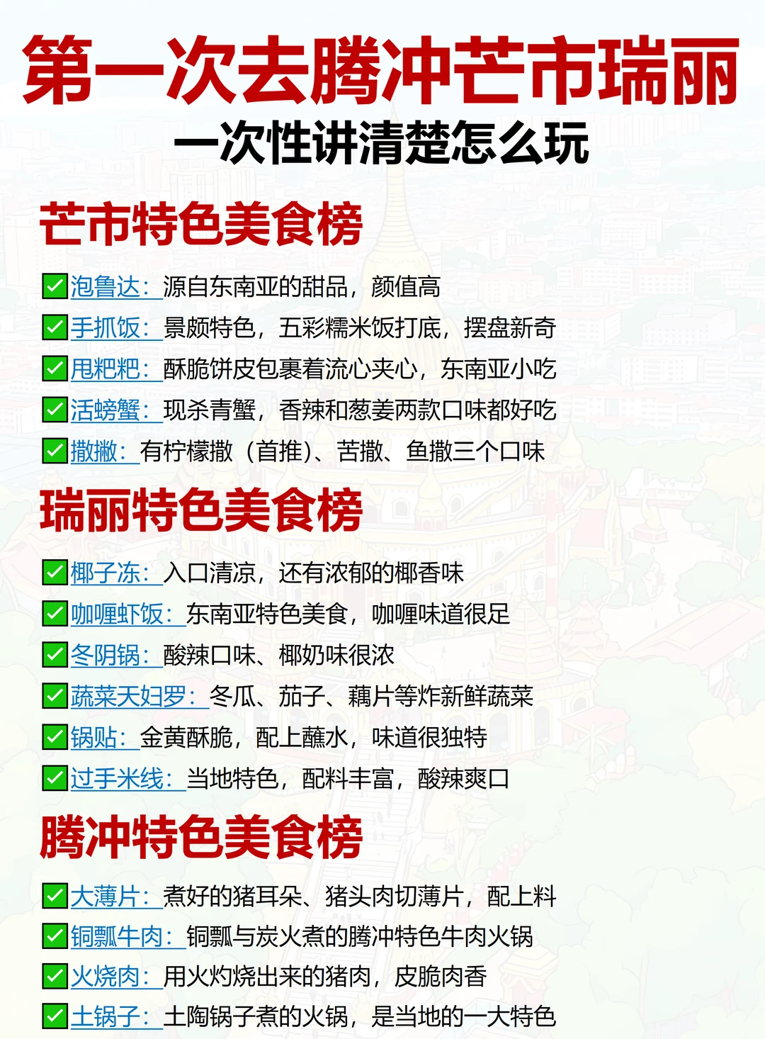 终于有人把腾冲芒市瑞丽旅游说明白了！！