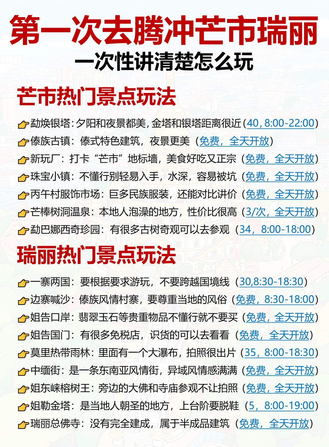 终于有人把腾冲芒市瑞丽旅游说明白了！！