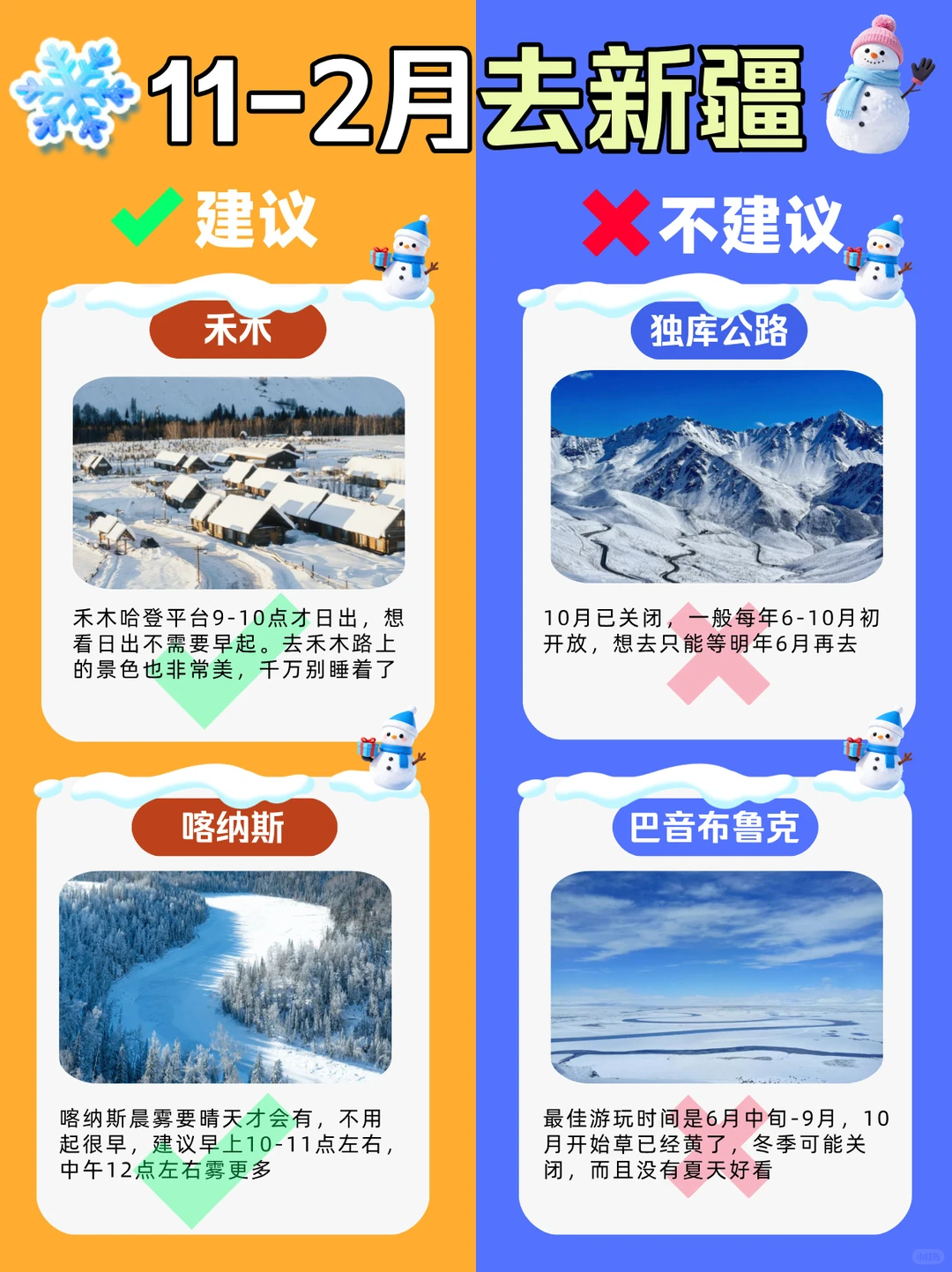 冬季第一次去新疆旅游⚠️选错景点等于白去