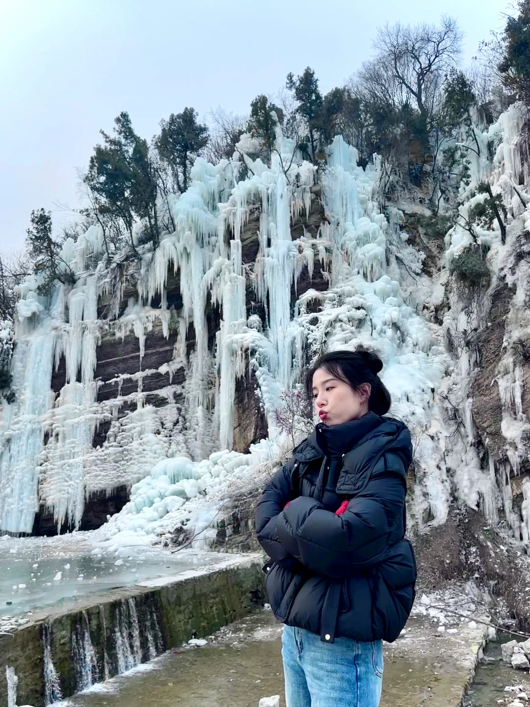 不是冰岛，是济南莱芜红崖村冰瀑布💙🩵🤍❄️