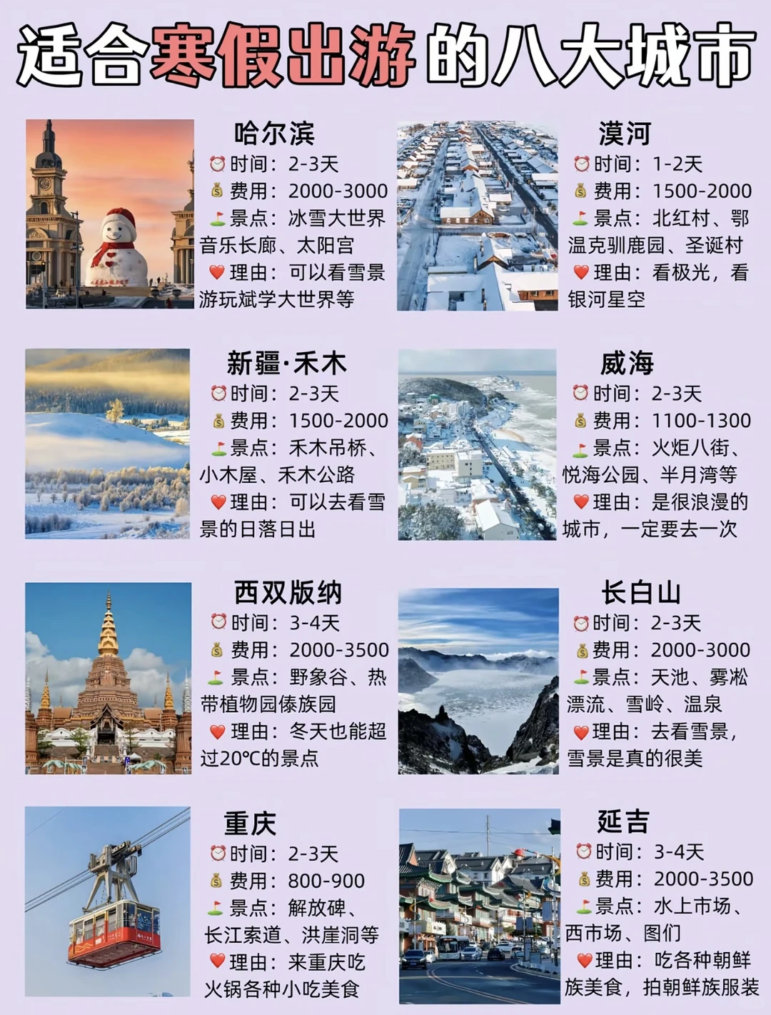 寒假旅游城市推荐