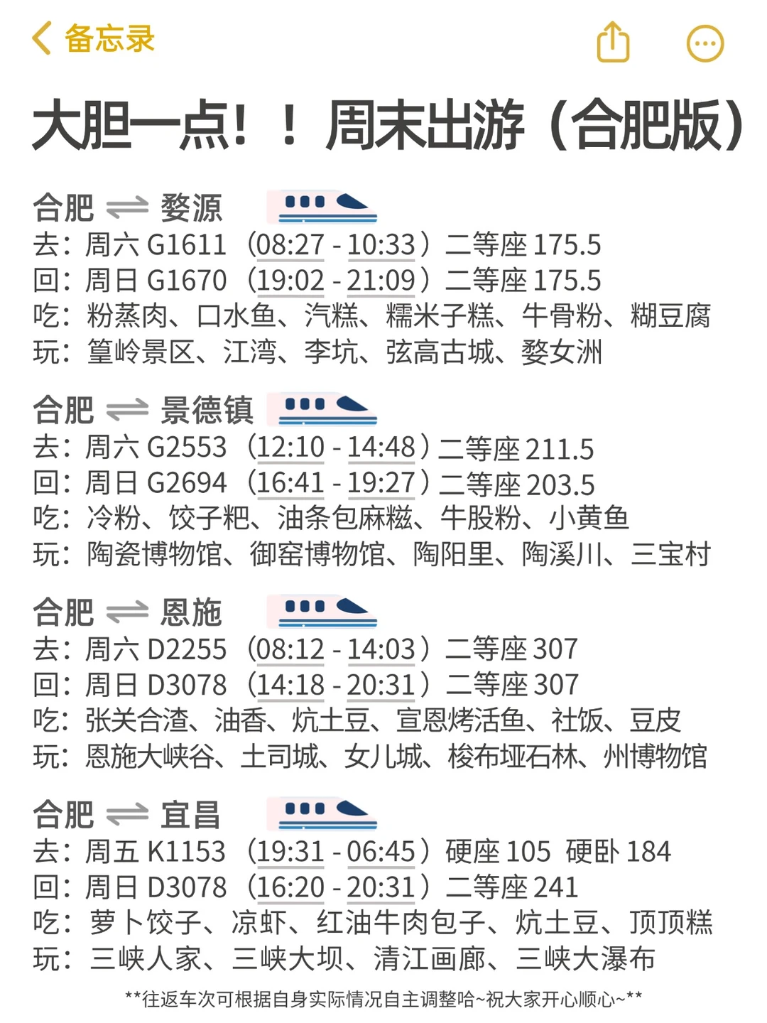 大胆一点！！周末出游（合肥版）