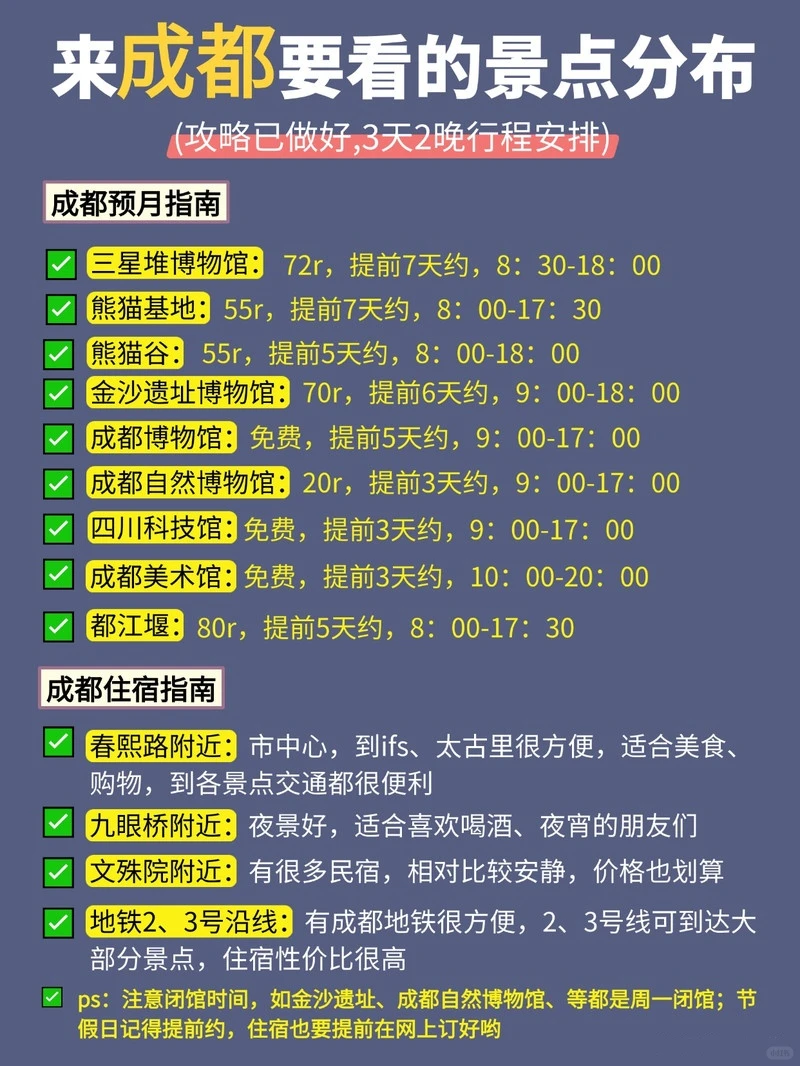 成都旅行不绕路手绘地图|景点美食一键打卡