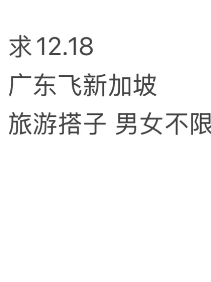 求搭子，飞新加坡旅游～