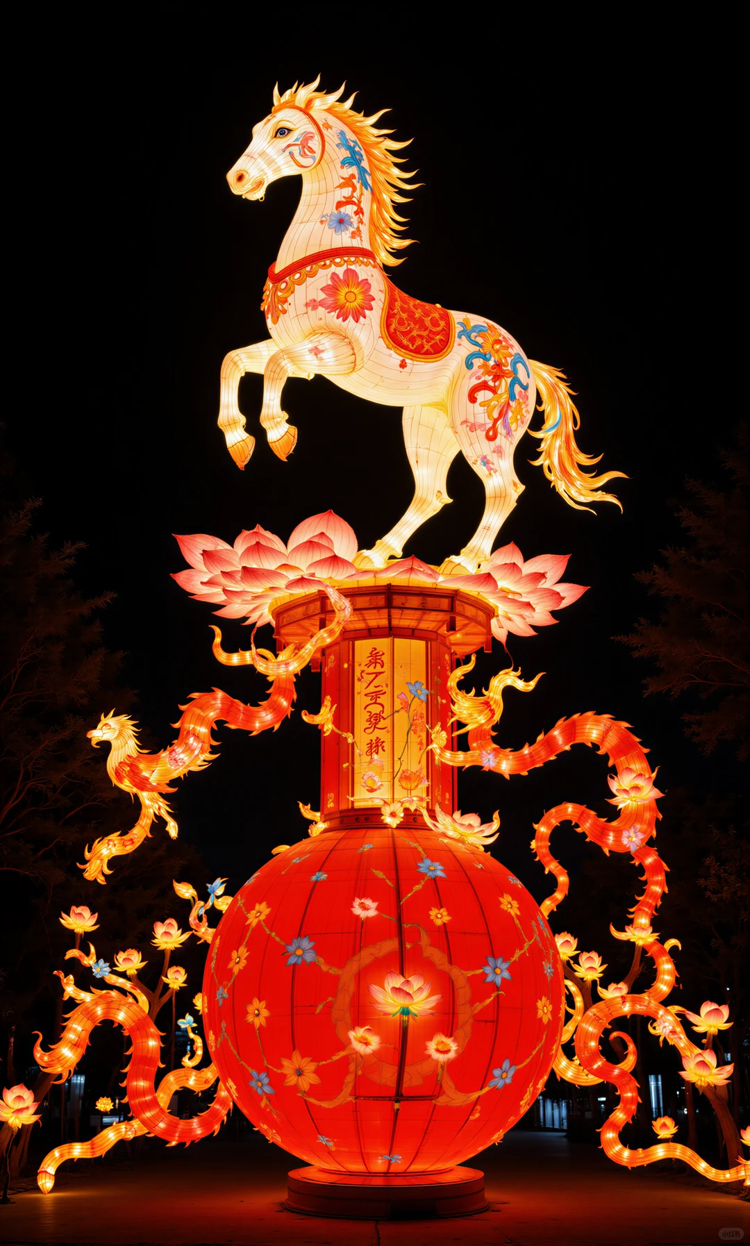 夜赏马灯添喜色，莲开福至万事兴