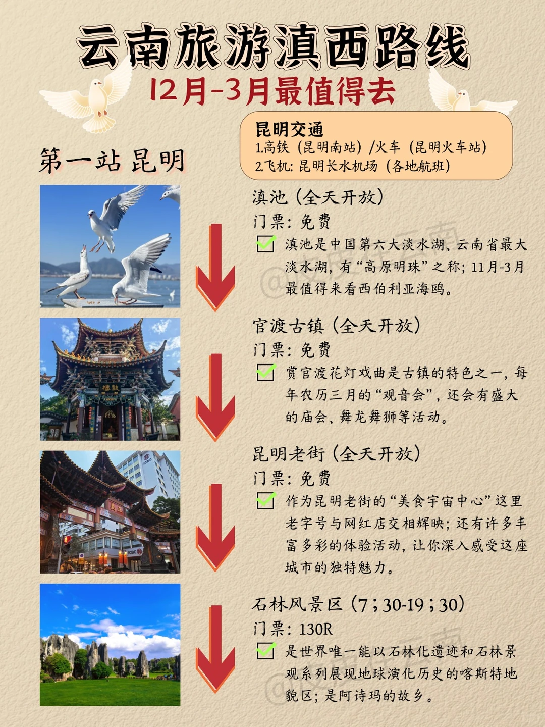 云南旅游滇西路线,12-3月最值得去!
