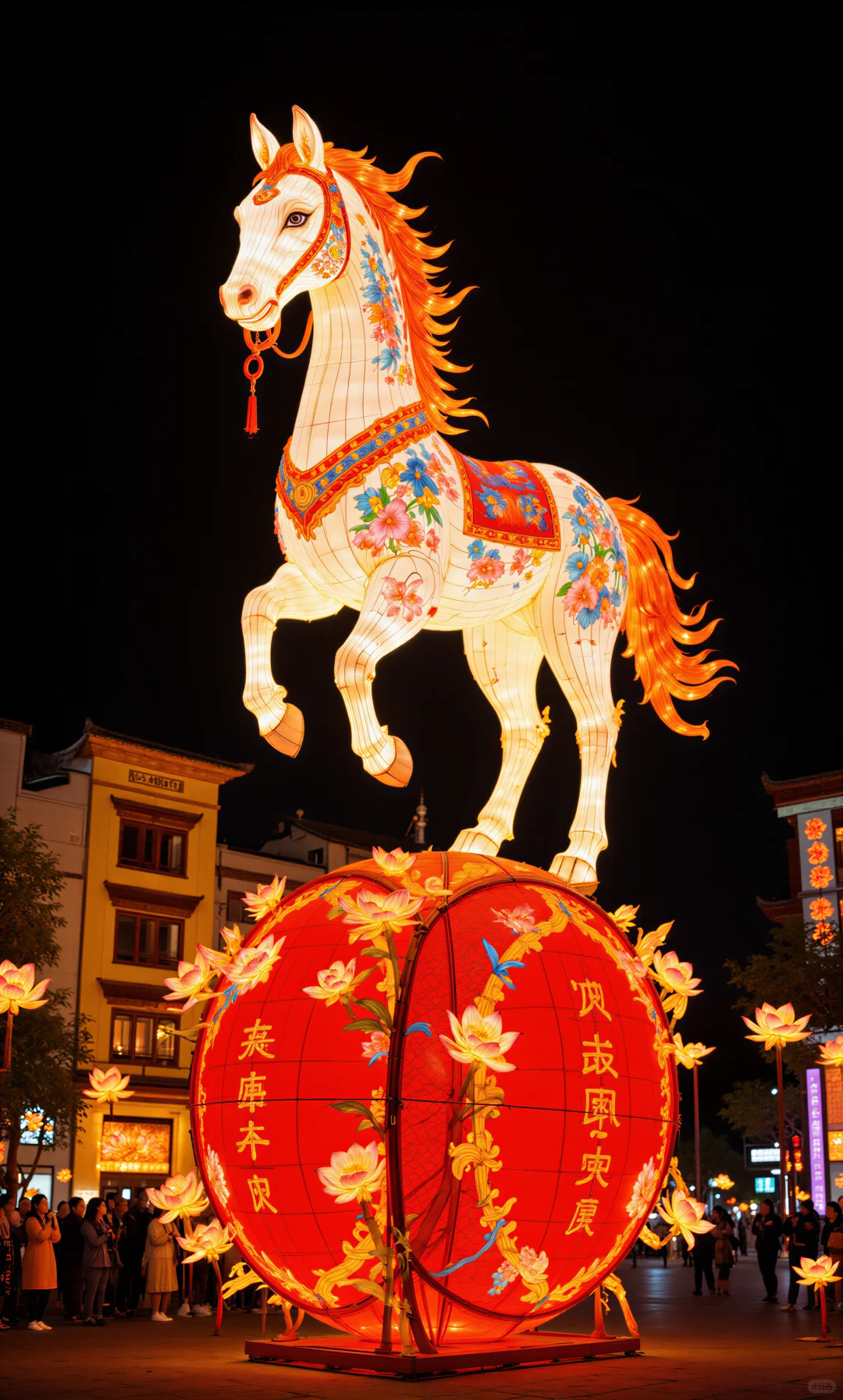 夜赏马灯添喜色，莲开福至万事兴