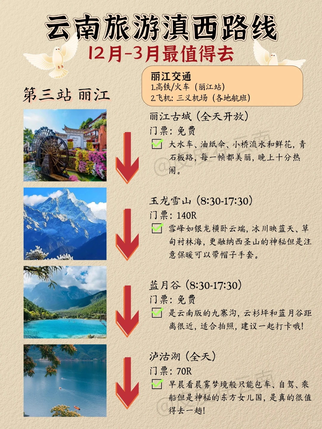 云南旅游滇西路线,12-3月最值得去!