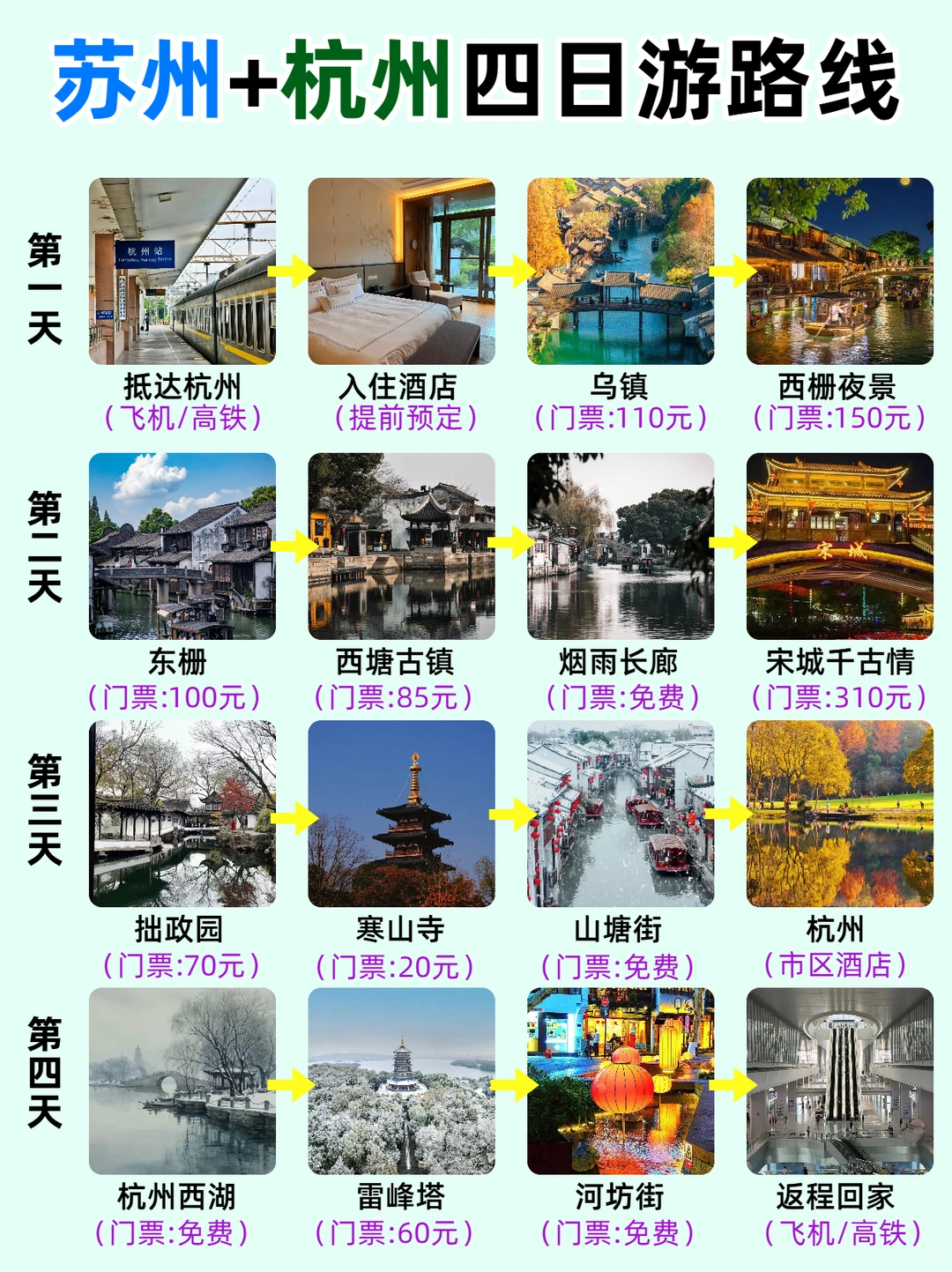 冬日苏杭旅游攻略❄️四天三晚淡季超值游❗