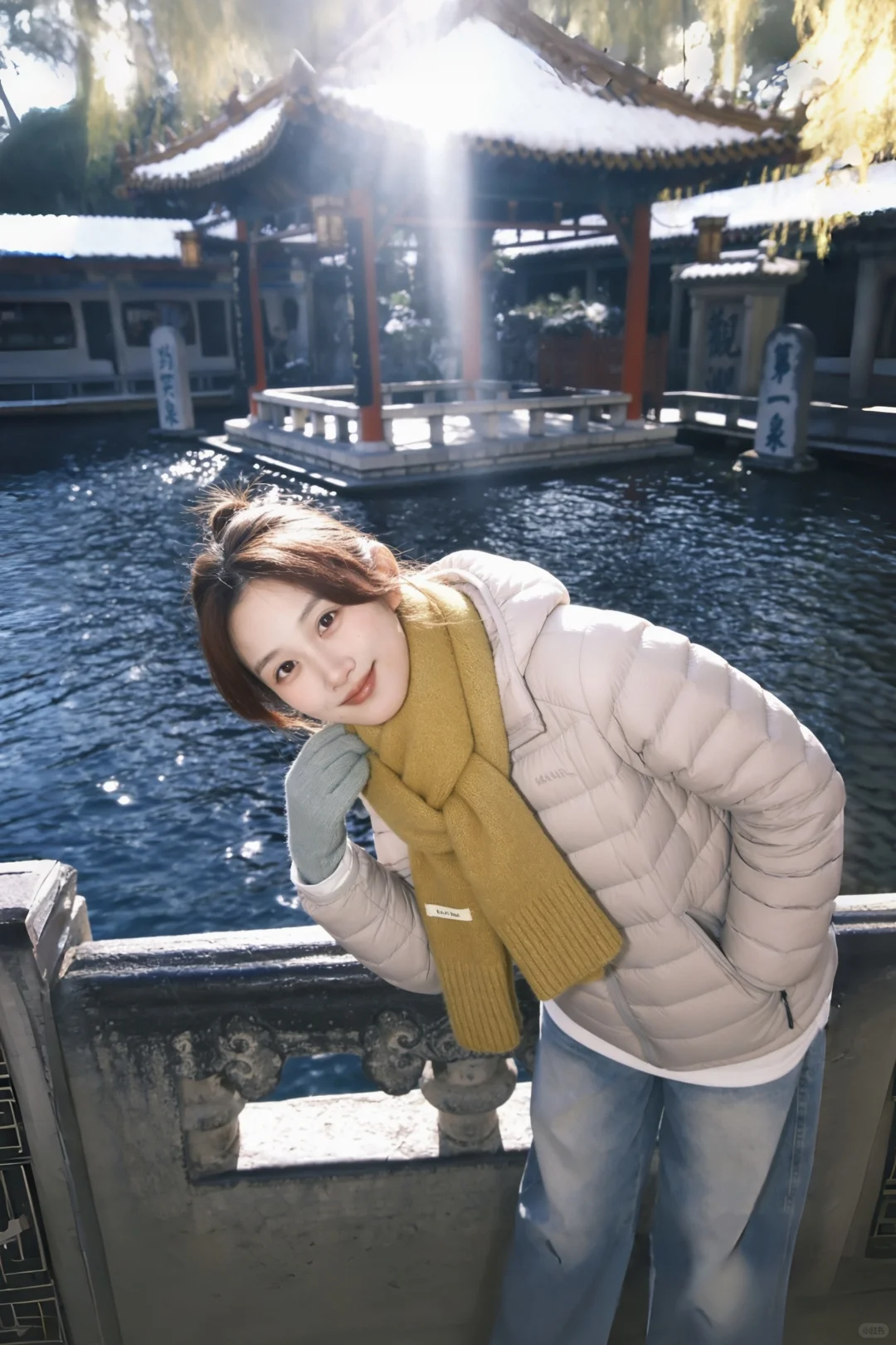 济南初雪后的趵突泉❄️富士和趵突泉太配了！