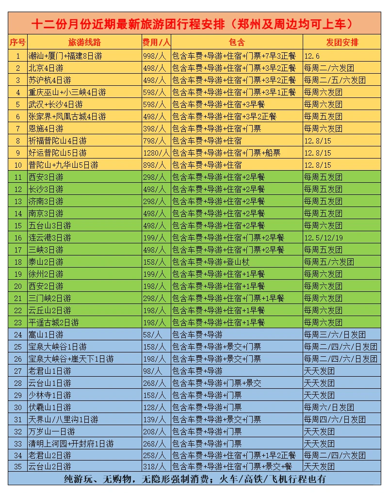 12月份旅游行程安排，你想去哪玩？