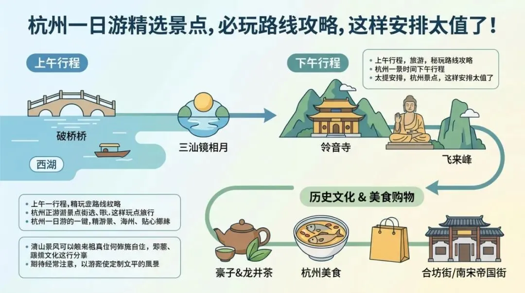 杭州一日游精选景点,必玩路线攻略,这样安排太值了!