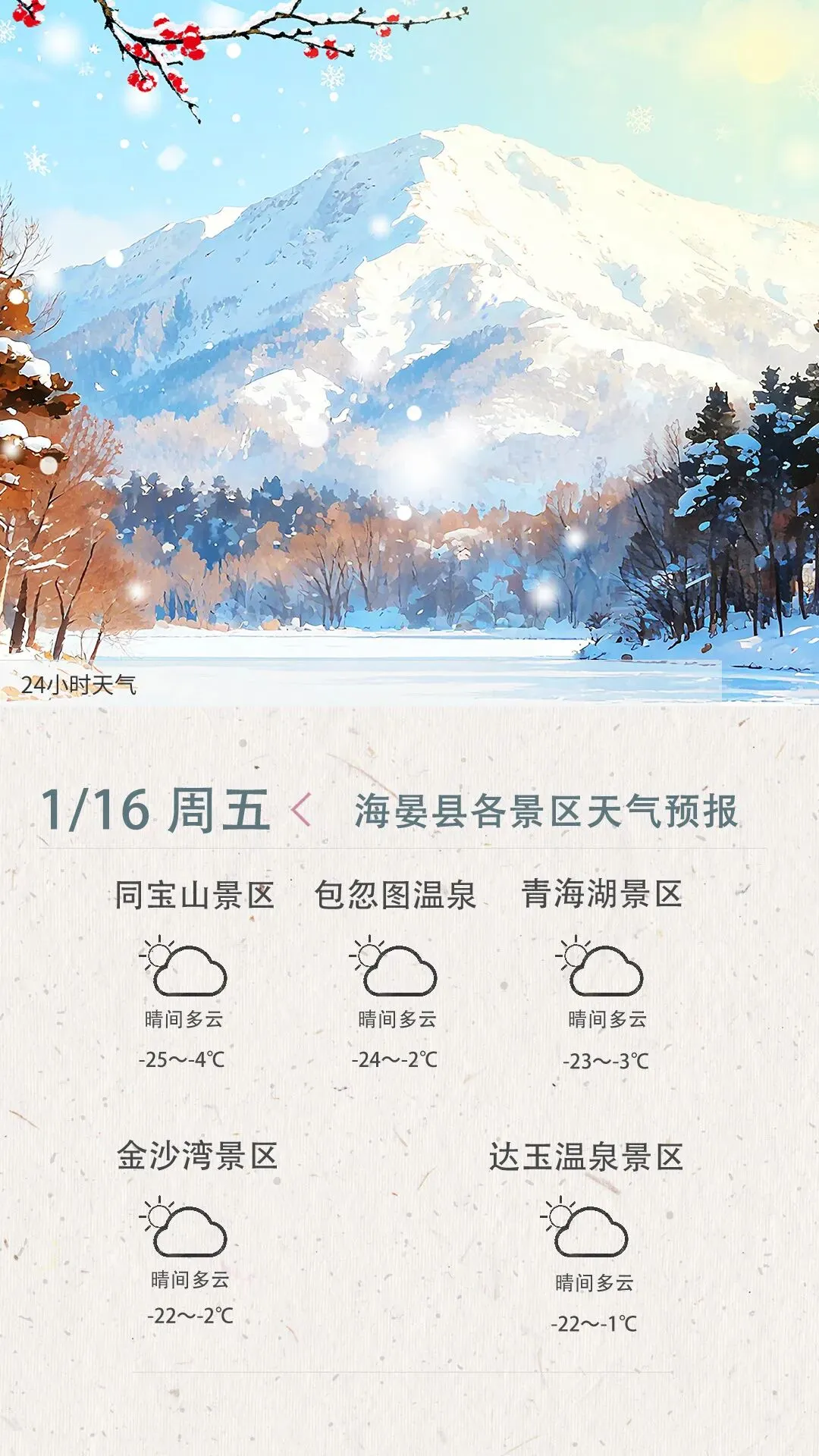 海晏县各景区天气预报