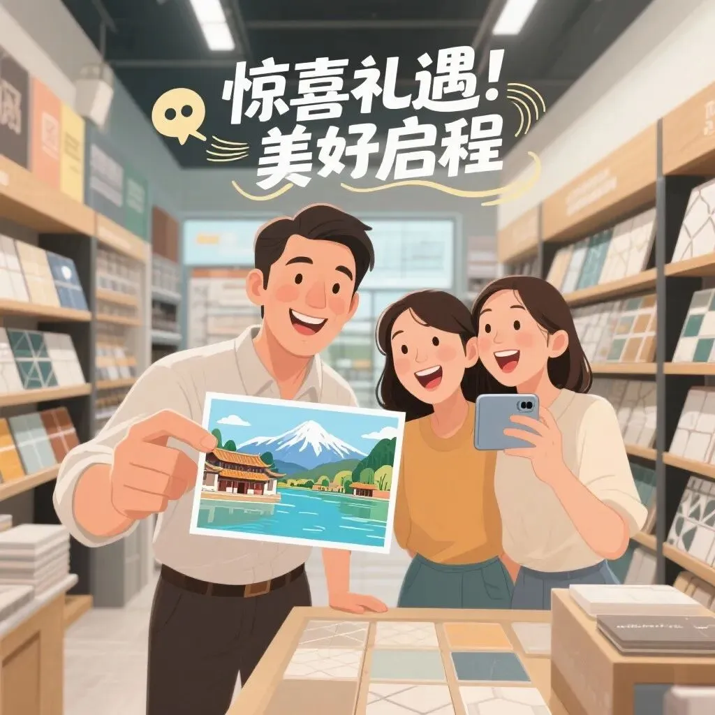 着帮你宣传建材老板用＂旅游卡＂让签单量翻倍,顾客还抢