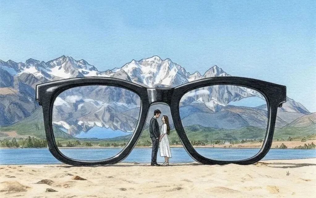 景区装了一副巨型眼镜,结果山水都“近视”了——游客抢着打卡拍照!