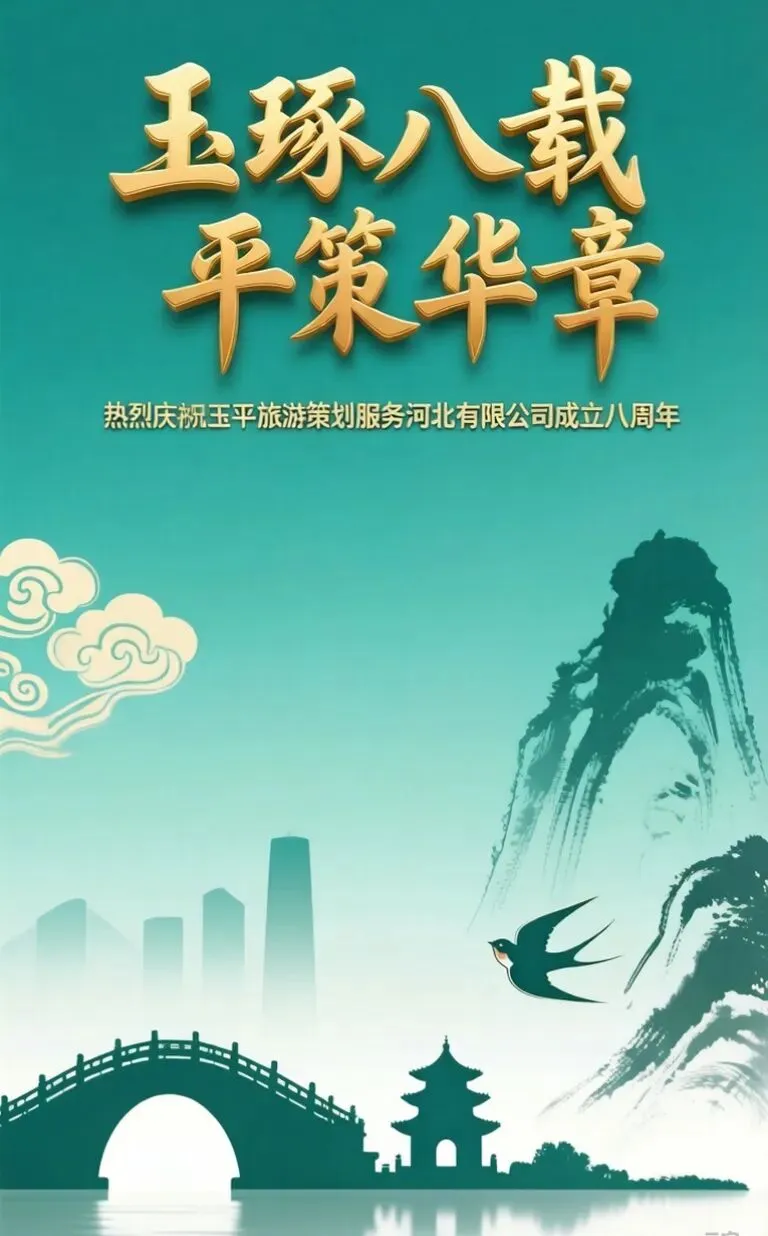 玉琢八载 平策华章:祝贺玉平旅游策划公司成立八周年!