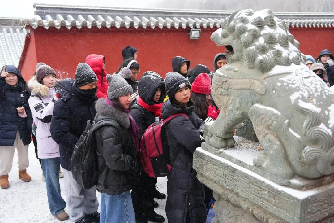 忻州:五台山景区迎来2026年立春后首场降雪!