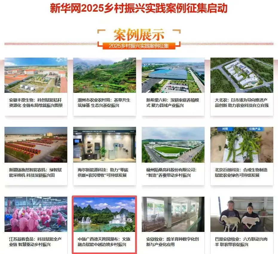 德天跨国瀑布景区案例成功入选新华网2025乡村振兴实践案例