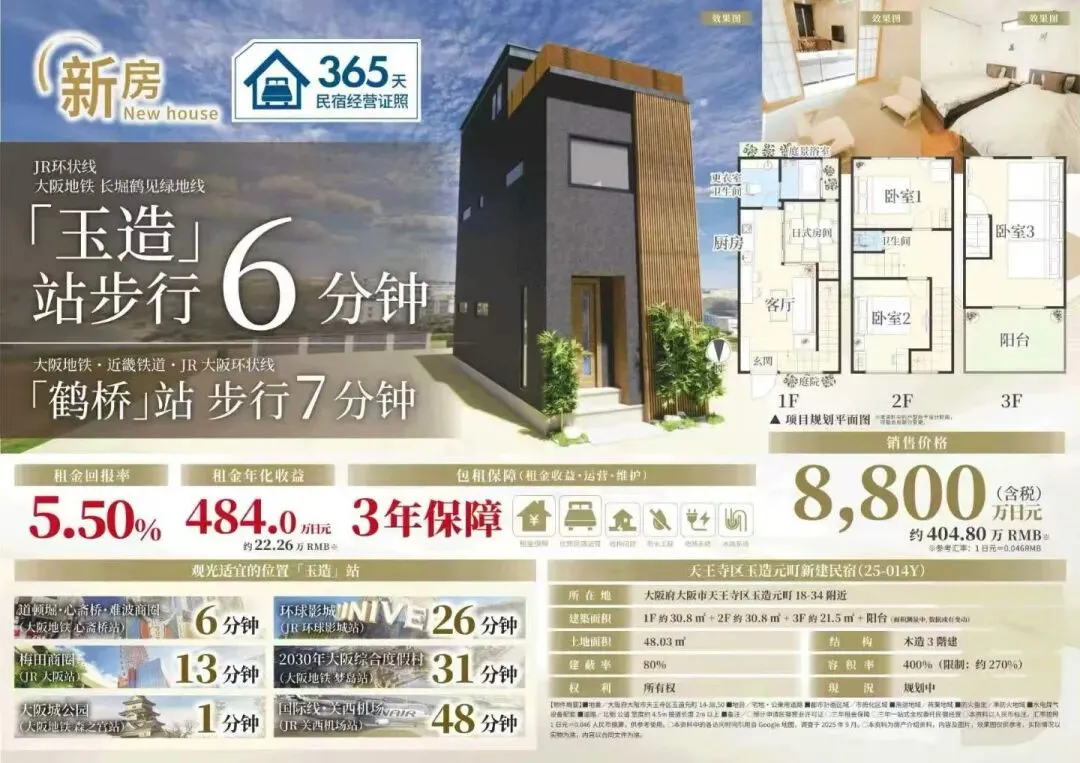 日本大阪核心地段民宿,在区域性旅游热度高涨与客源结构调整的大背景下,拥有真正不可复制的价值护城河!